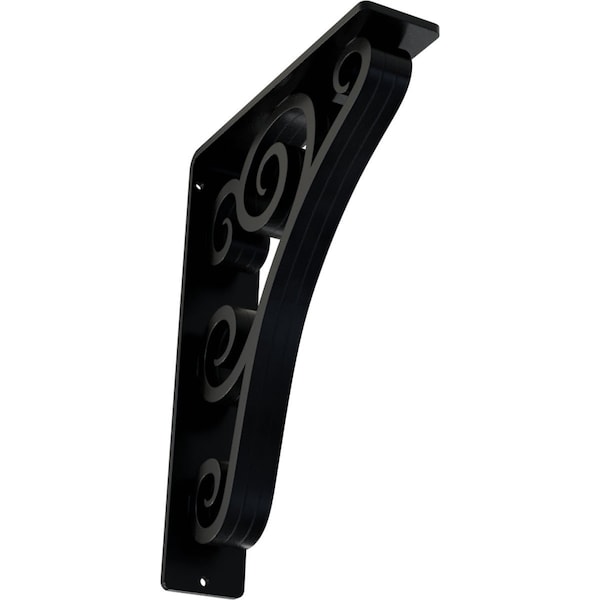 Ekena Millwork Tristan Wrought Iron Bracket, (Triple center brace), Powder Coated Black 2"W x 7 1/2"D x 10"H BKTM02X07X10TTN - main